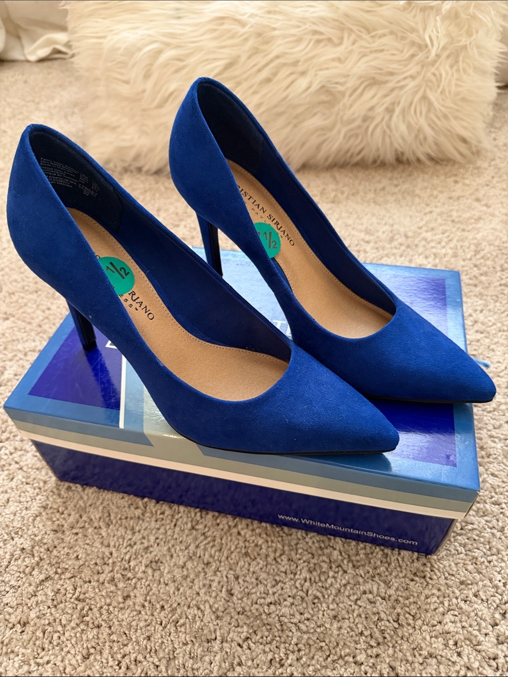 Christian Siriano Cobalt Blue Pointed-Toe Suede Pumps